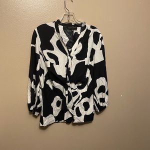 Black and white blouse with tie front size 12